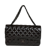 Chanel Medium Classic Double Flap Bag SO Black Crumpled Calfskin Black Hardware