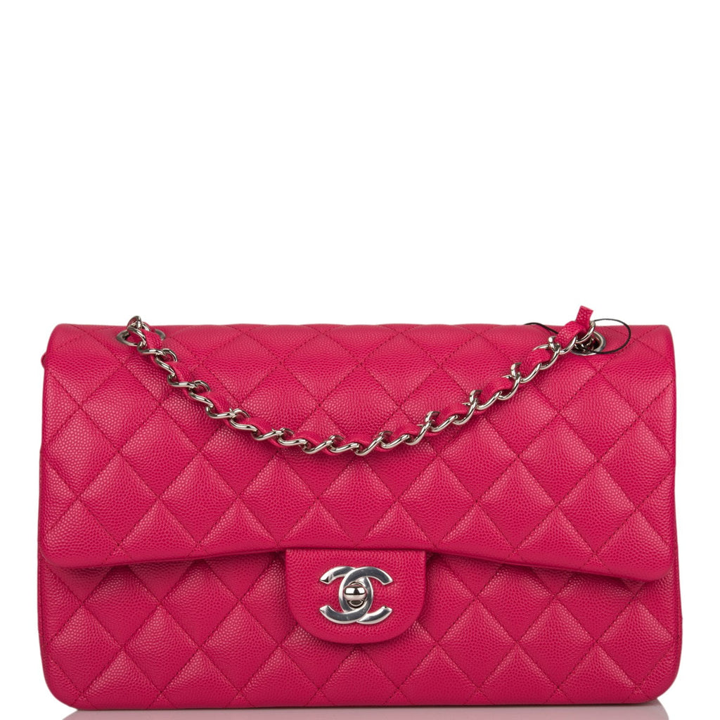 Chanel Medium Classic Double Flap Bag Rose Quilted Lambskin Silver Hardware Pink Madison Avenue Couture