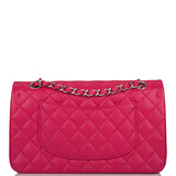 Chanel Medium Classic Double Flap Bag Dark Pink Caviar Silver Hardware