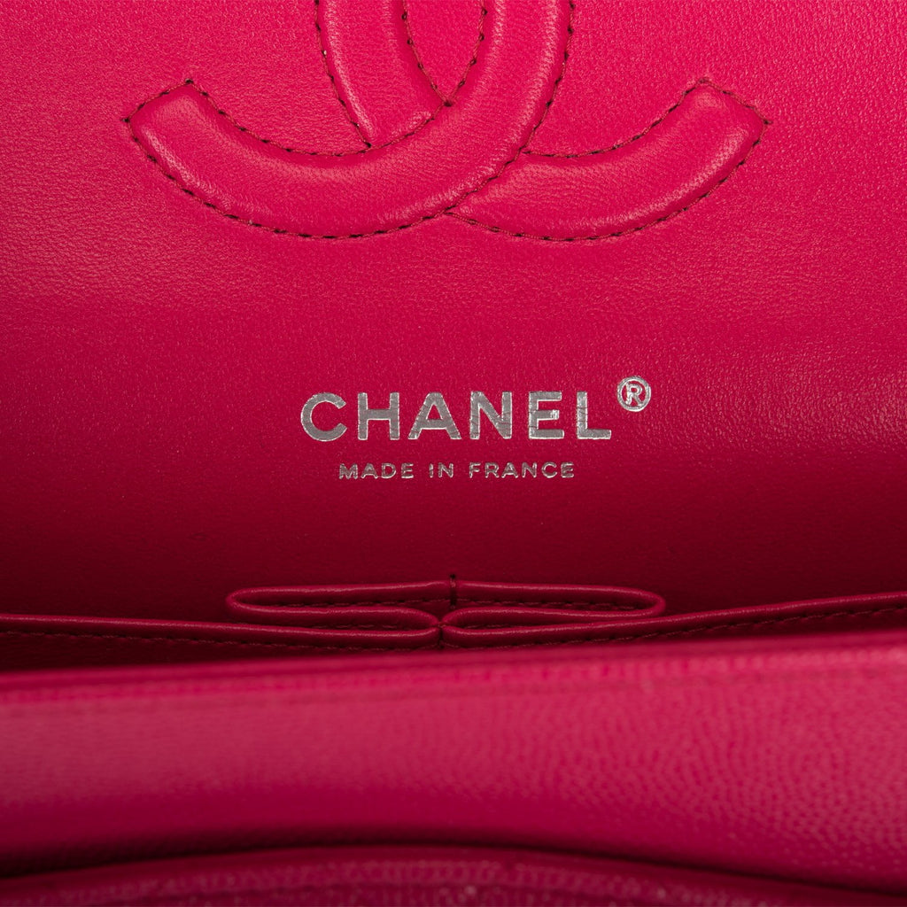 Chanel Medium Classic Double Flap Bag Dark Pink Caviar Silver Hardware