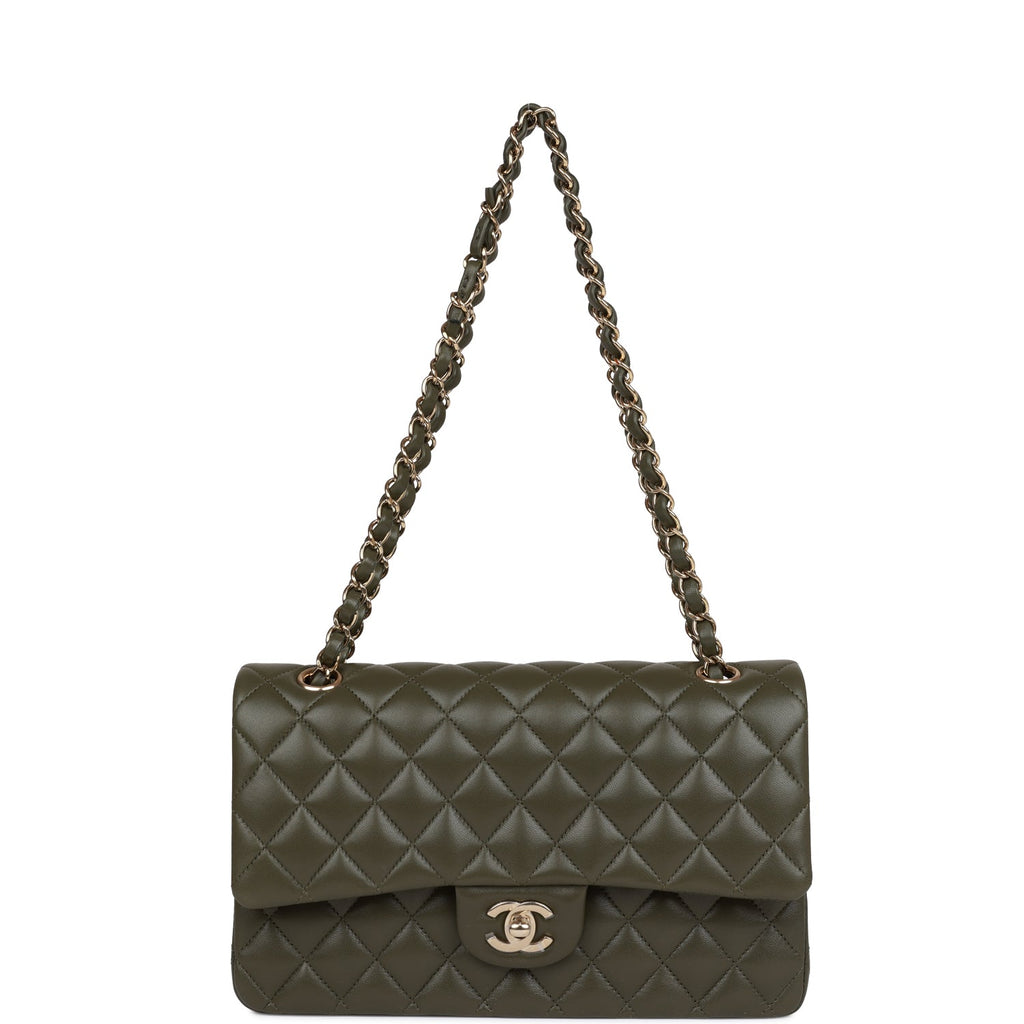 Chanel Olive Quilted Calfskin Medium Classic Double Flap Bag