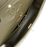 Chanel Medium Classic Double Flap Bag Olive Calfskin Light Gold Hardware