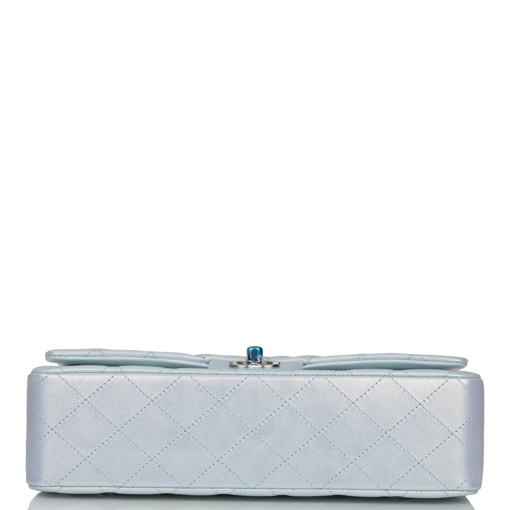 Chanel Iridescent Blue Quilted Lambskin Classic Double Flap Medium  Q6B48N1IB0000