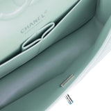 Chanel Medium Classic Double Flap Bag Blue Iridescent Lambskin Silver Hardware