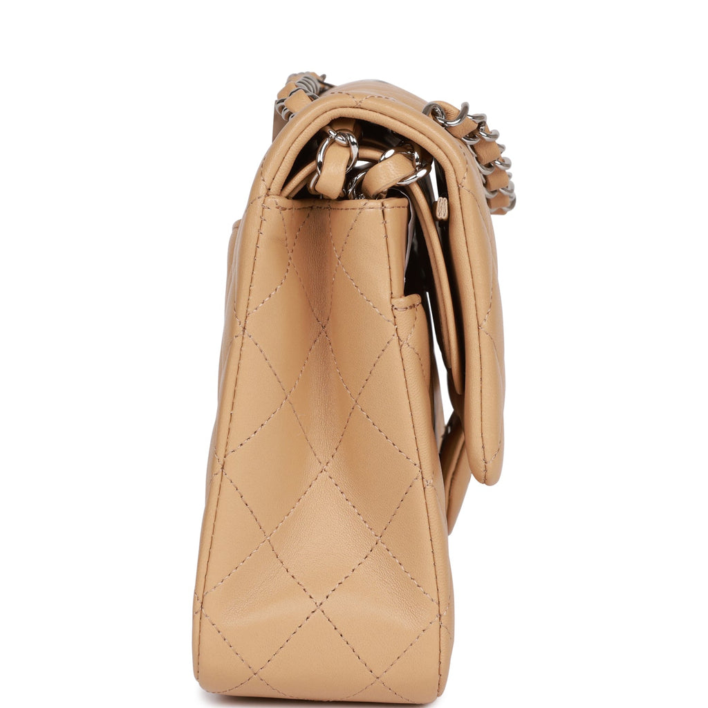 Chanel Beige Quilted Lambskin Medium Double Flap Bag Silver Hardware –  Madison Avenue Couture