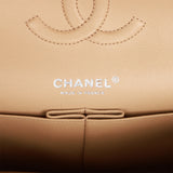 Chanel Medium Classic Double Flap Bag Beige Lambskin Silver Hardware