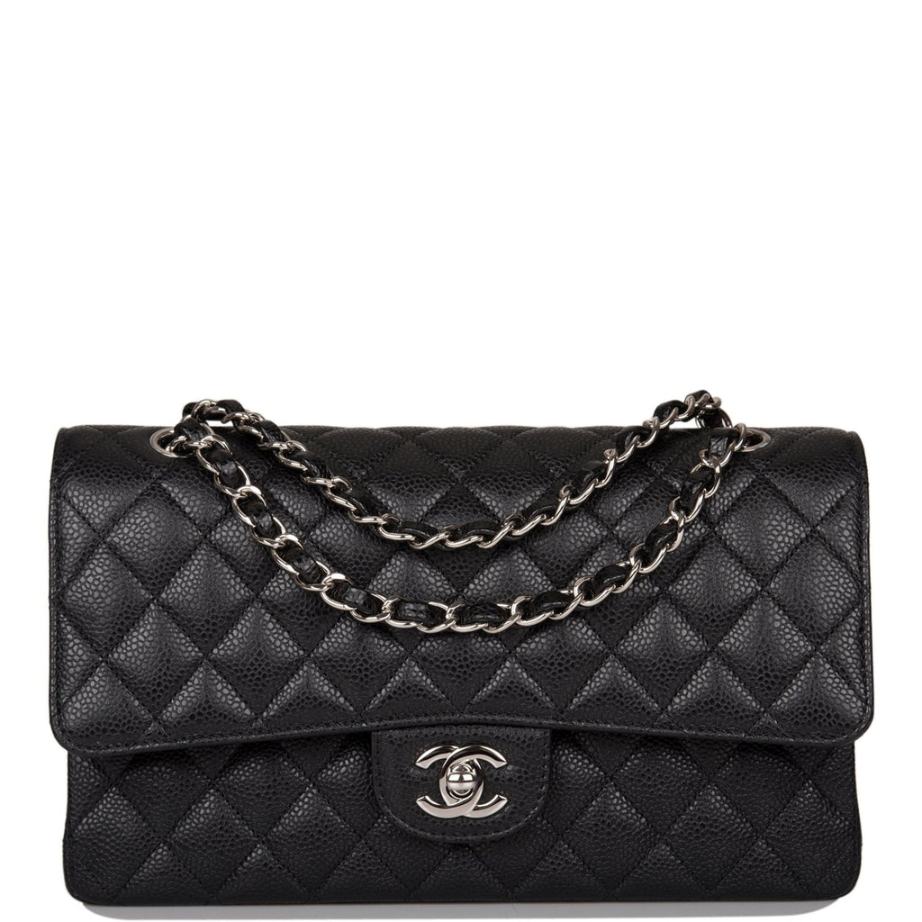 CHANEL Classic Medium Flap Caviar Leather Shoulder Bag Black