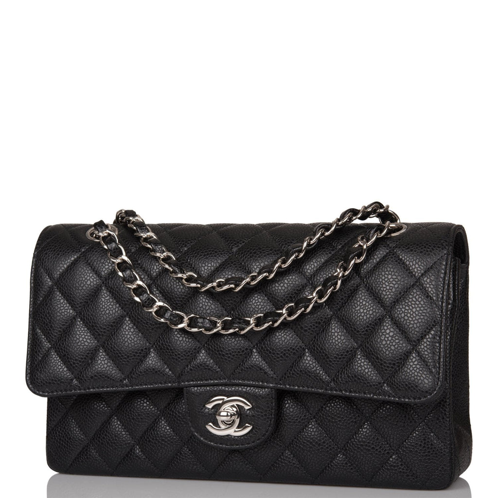 Chanel 2022 Black Quilted Caviar Leather Medium Classic Double