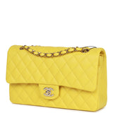 CHANEL Lambskin Quilted Medium Double Flap Yellow 1241154