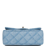 Chanel Blue Quilted Denim Rectangular Mini Flap Bag Gold Hardware