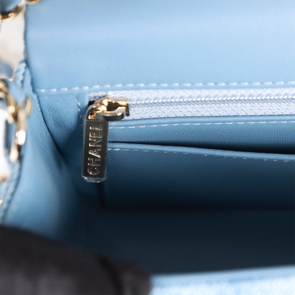 Chanel 22C Pearl Crush Square Mini in Denim, Blue Leather and