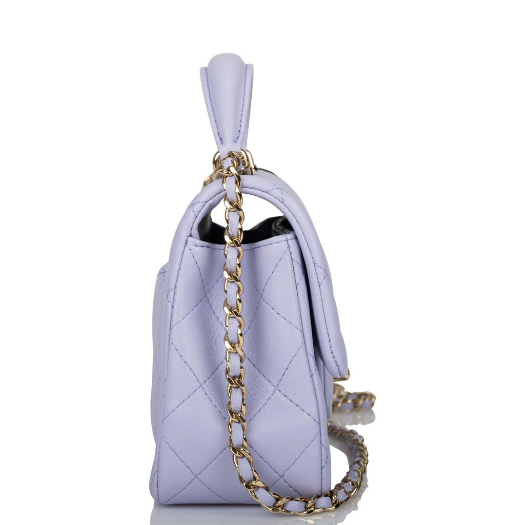 Chanel Light Purple Lambskin Rectangular Mini Flap Top Handle