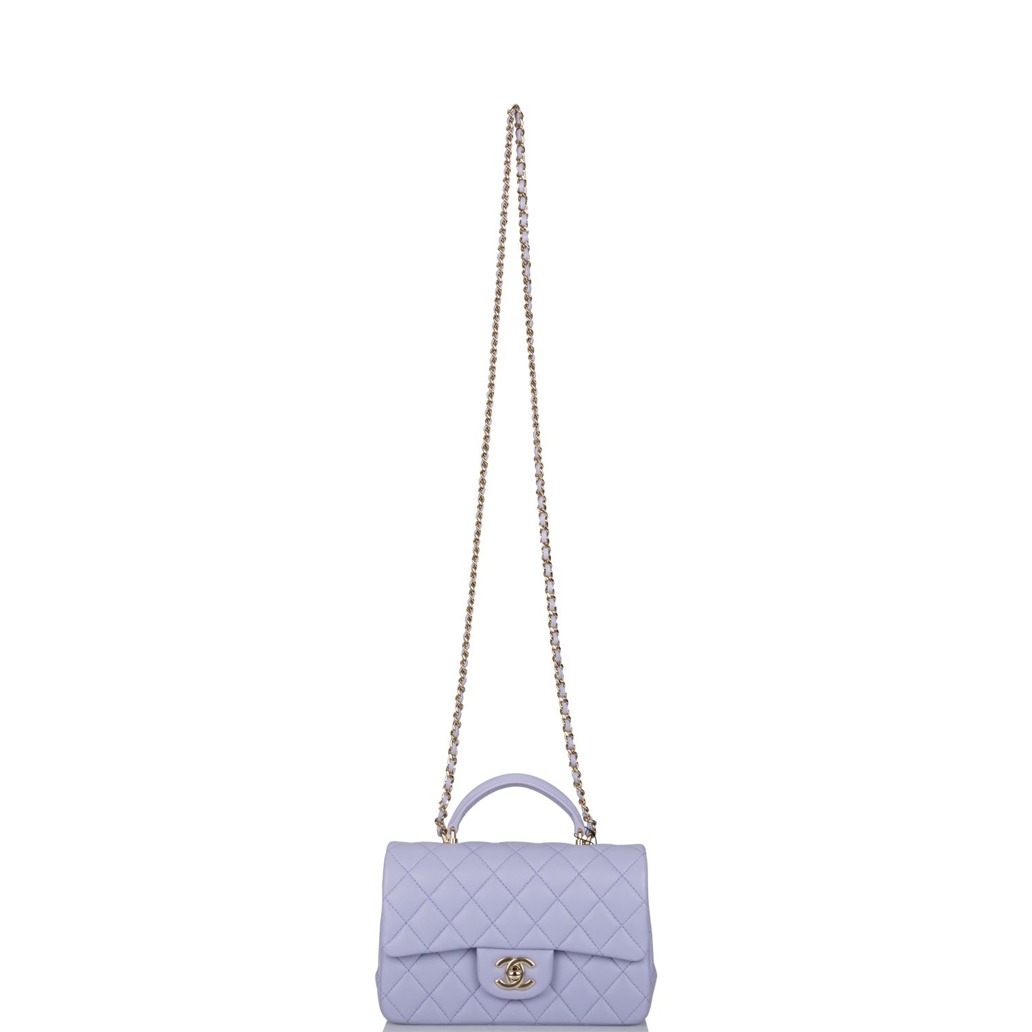 Chanel Light Purple Lambskin Rectangular Mini Flap Top Handle Light ...