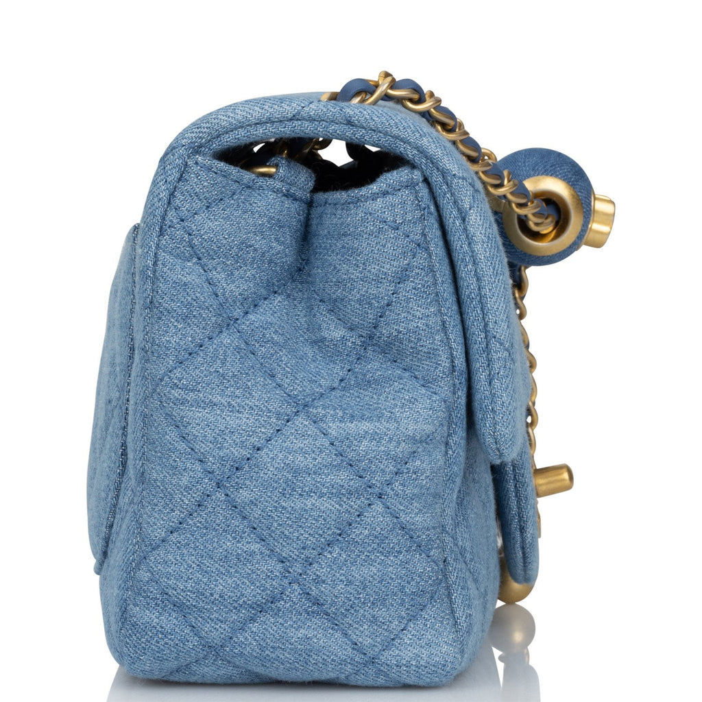 Chanel Blue Quilted Denim Pearl Crush Mini Flap Bag - Yoogi's Closet