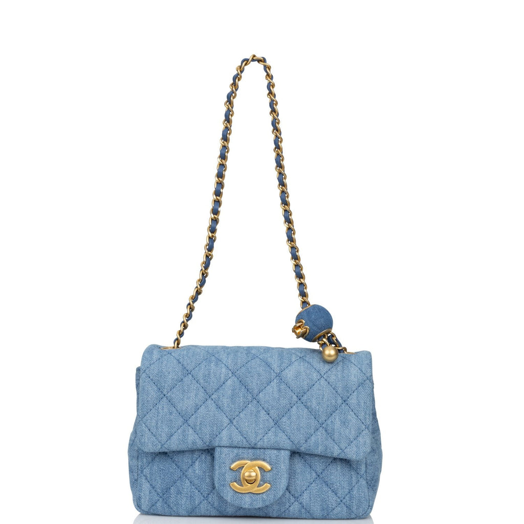 Chanel 2022 Denim Pearl Crush Rectangular Mini Flap Bag w/ Tags - Blue Mini  Bags, Handbags - CHA666937