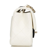 Chanel Mini Rectangular Flap Bag White and Black Lambskin Light Gold Hardware