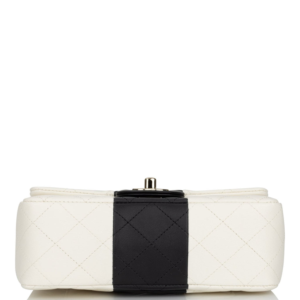 Chanel White/Black Quilted Lambskin Rectangular Mini Classic Flap Bag Light  Gold Hardware – Madison Avenue Couture