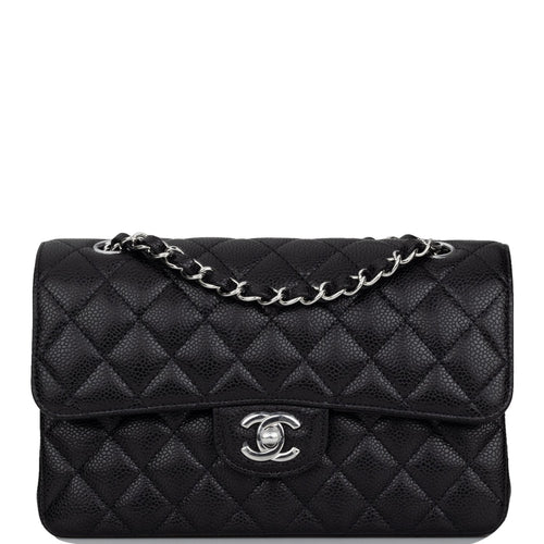 Chanel Small Classic Double Flap Black Caviar Silver Hardware