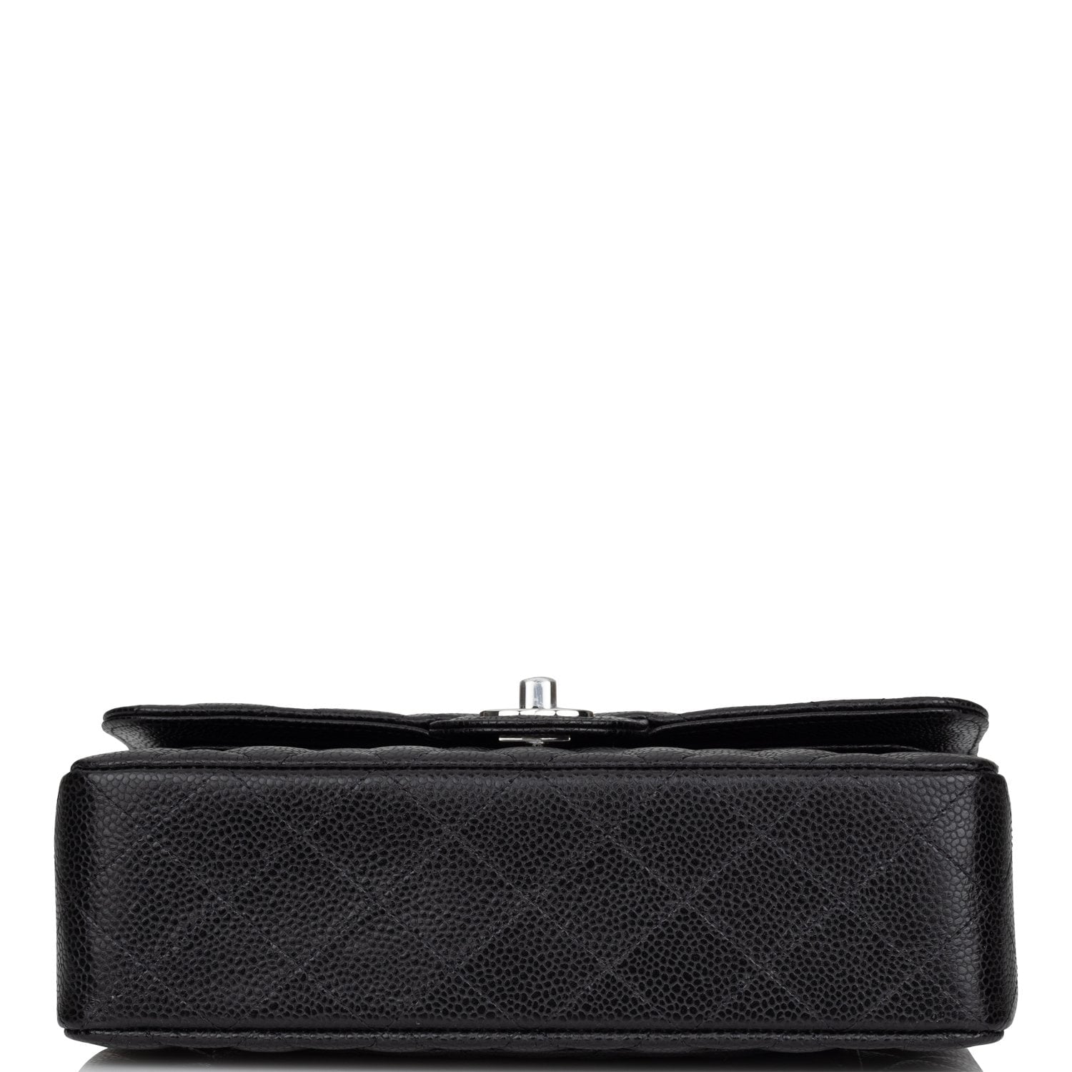 Chanel Black Quilted Caviar Small Classic Double Flap Bag Silver ...