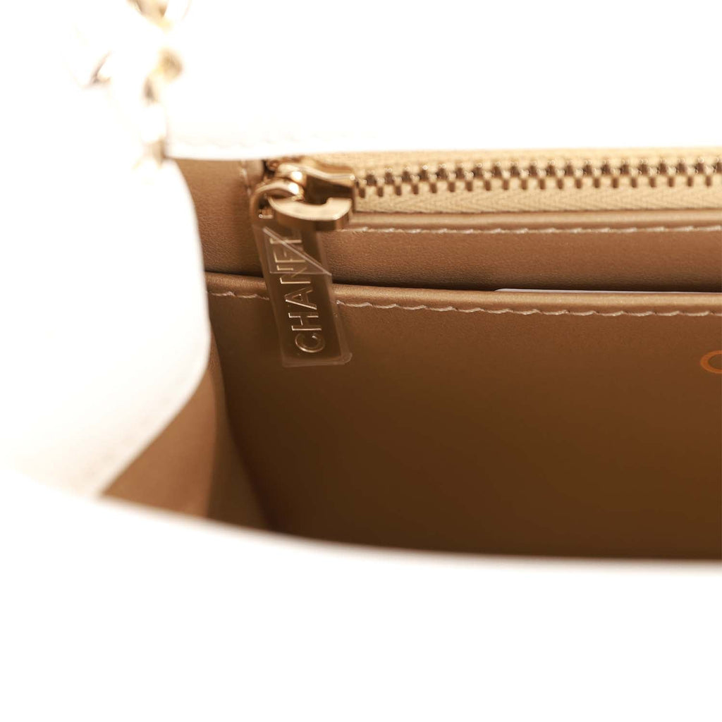 Chanel Sweet Mini Square Flap Bag White Lambskin Light Gold Hardware in  2023