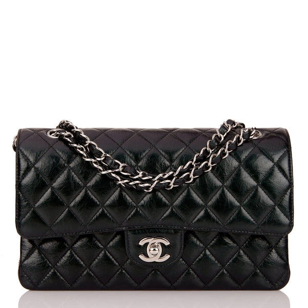 Chanel Classic Large 11 Chain Shoulder Bag Black Grained Calfskin