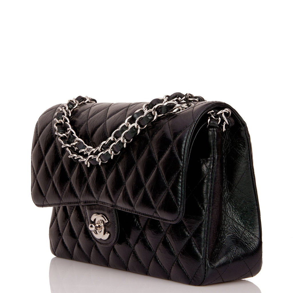 CHANEL Crumpled Calfskin Large Chain All Over Flap Grey 1150363