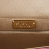 Chanel Boy Bag Clutch Beige and Pink Ombre Patent Gold Hardware