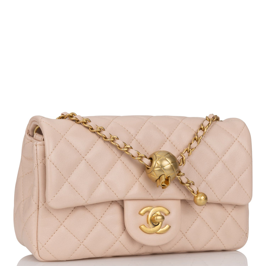 Chanel Light Beige Pearl Crush Rectangular Mini Classic Flap Bag