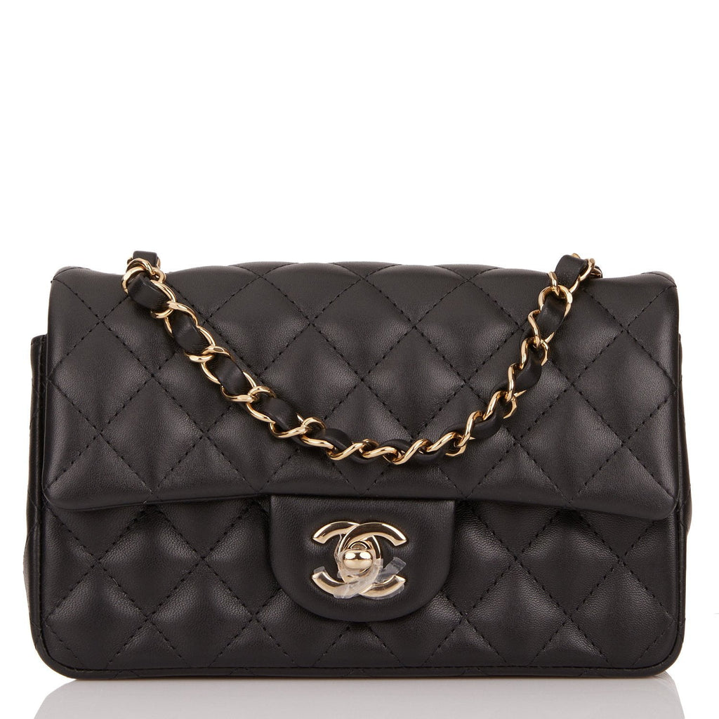 Chanel Mini Rectangular Flap with Top Handle Black Lambskin Gold Hardw –  Madison Avenue Couture