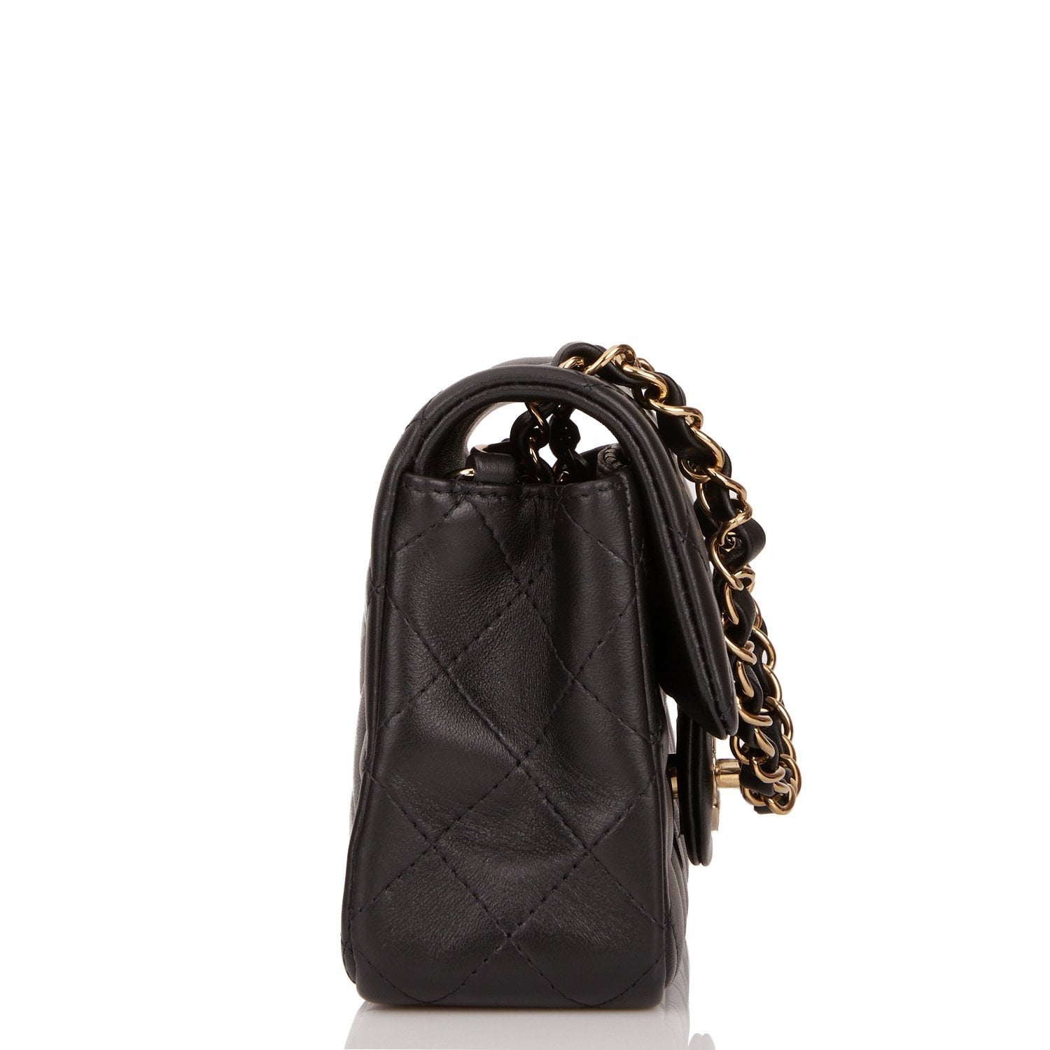 Chanel Black Quilted Lambskin Rectangular Mini Classic Flap Bag Light ...