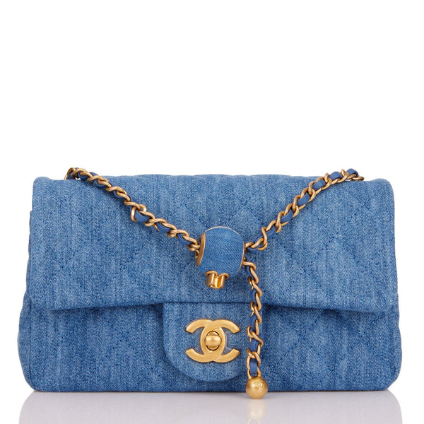 Chanel Blue Denim CC Pearl Crush Mini Rectangular Flap Bag – The Closet