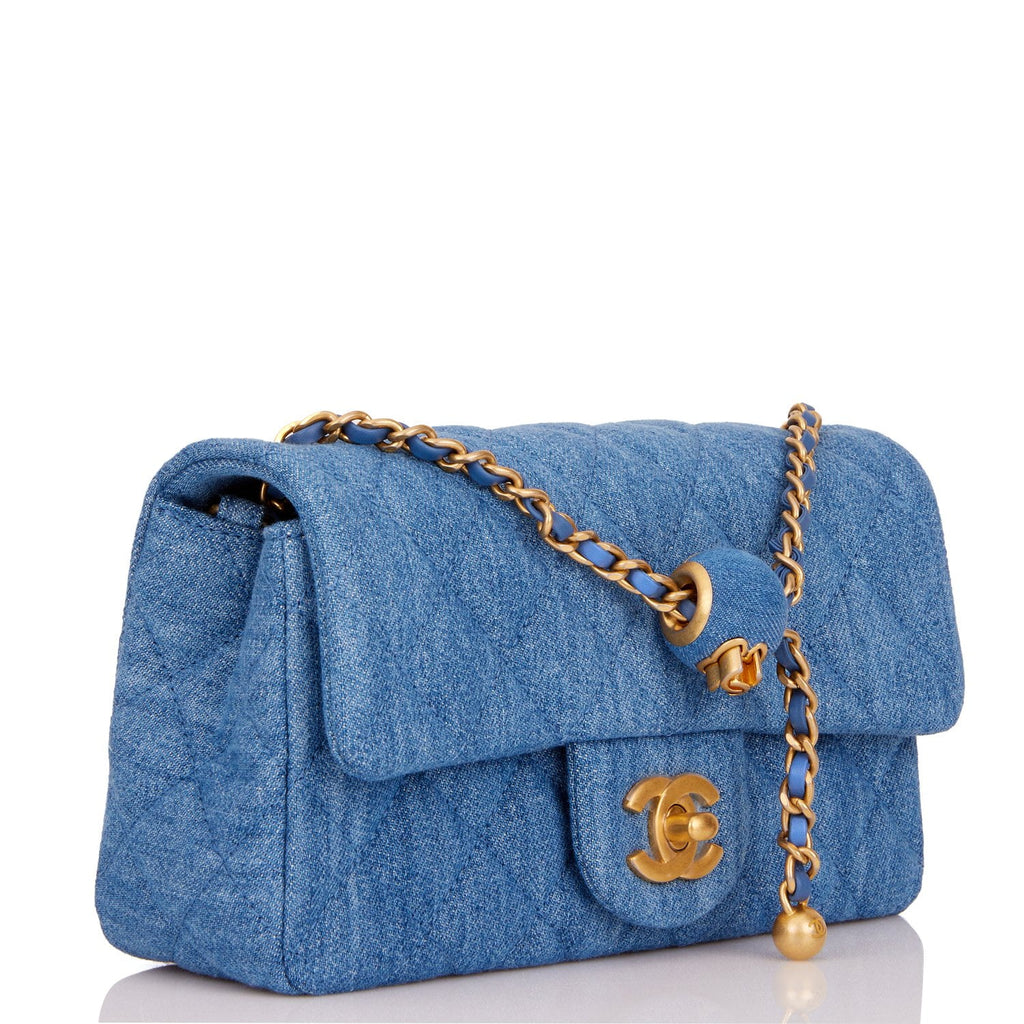 Chanel Brand New SOLD OUT Classic Timeless Denim Pearl Crush Mini