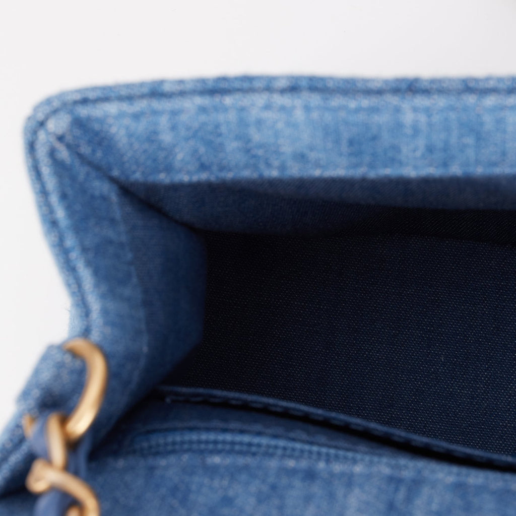 Chanel Denim Pearl Crush Rectangular Mini Classic Flap Bag Antique