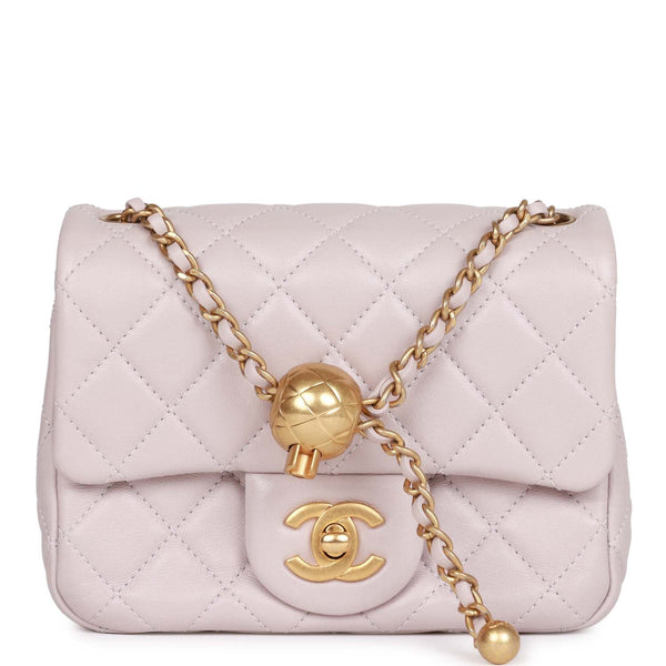Chanel Pearl Crush Mini Square Flap Bag Purple Lambskin Antique
