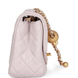 Chanel Pearl Crush Mini Square Flap Bag Purple Lambskin Antique Gold Hardware