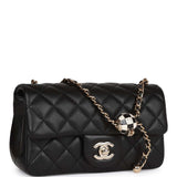 Chanel Pearl Crush Mini Rectangular Flap Bag Black Lambskin Light Gold Hardware