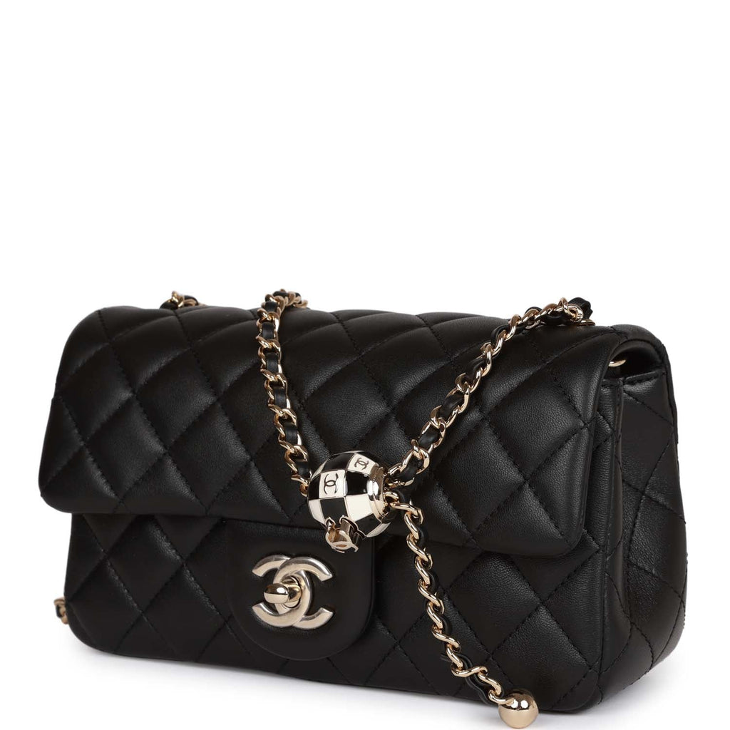 Chanel Pearl Crush Rectangle Mini Flap Bag Black Quilted CC