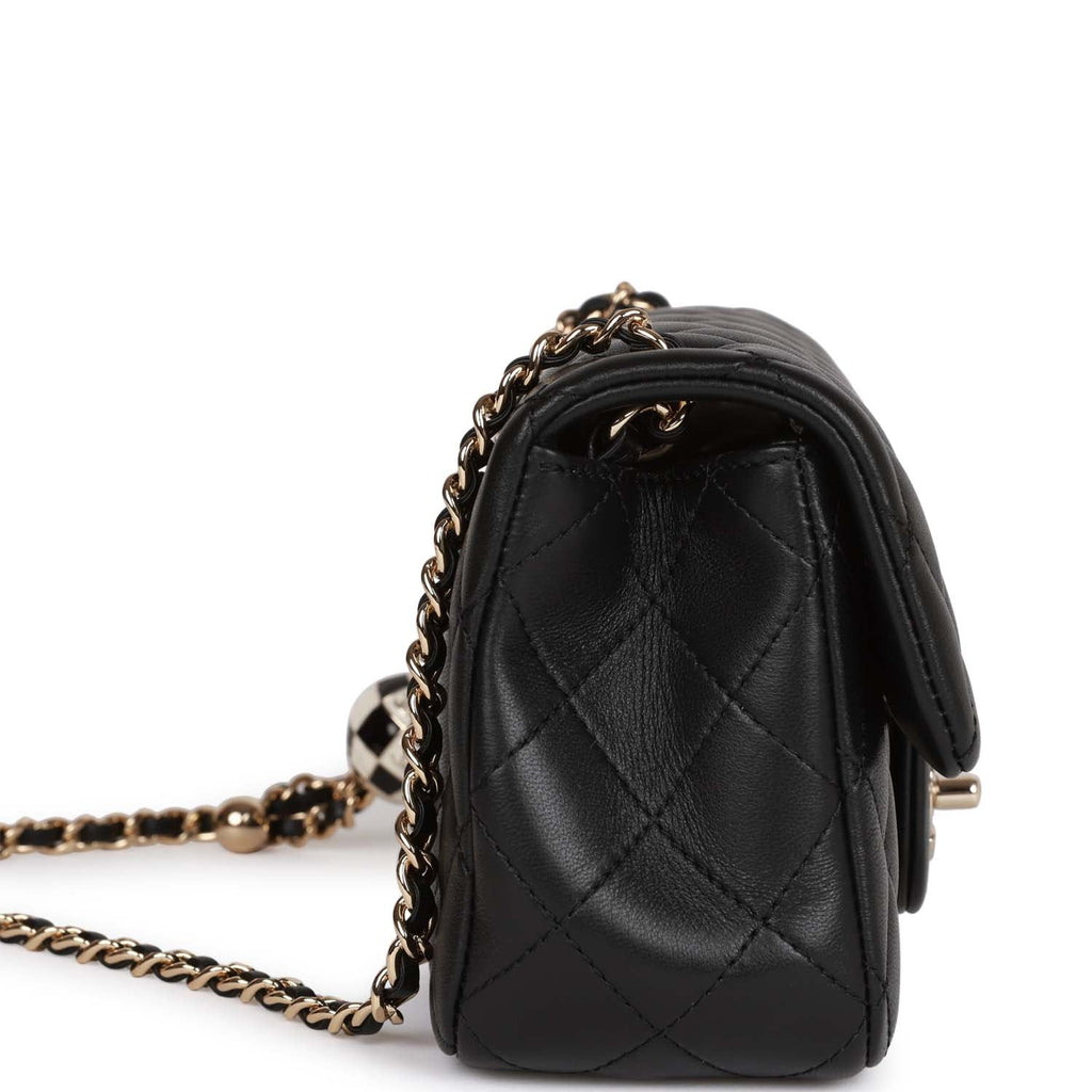 Chanel Mini Rectangular Flap Bag With Pearl Crush Chain Nude - NOBLEMARS
