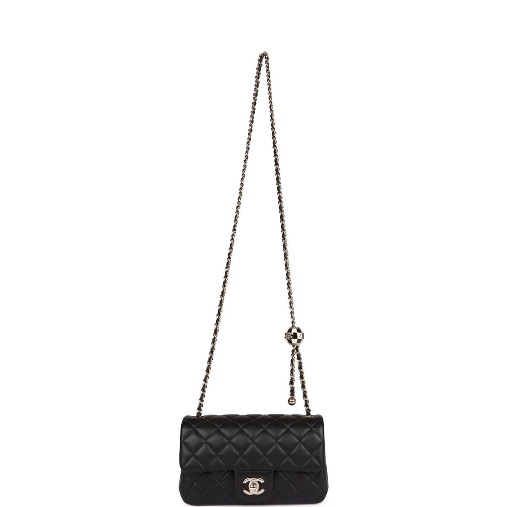 Chanel  Black Caviar Mini Rectangular Flap Bag with Light Gold