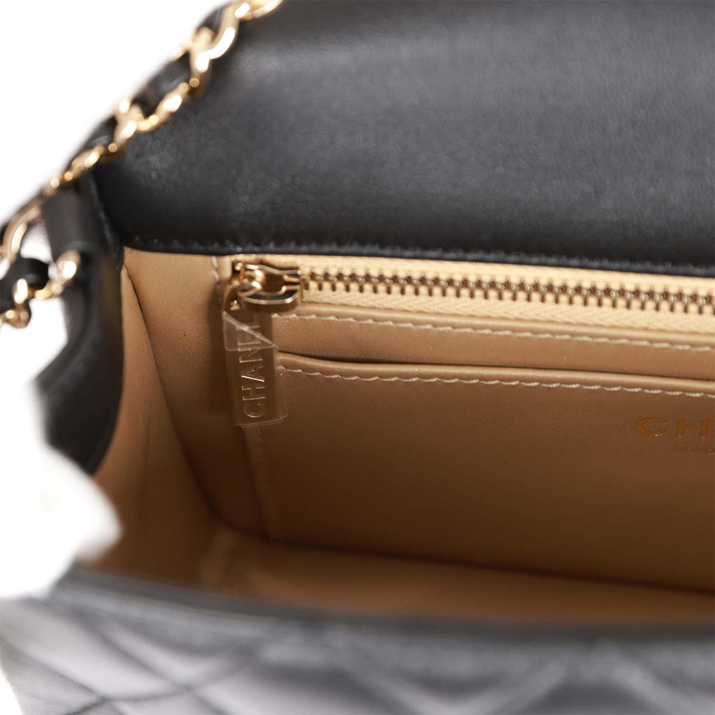Chanel Black Pearl Crush Rectangular Mini Classic Flap Gold