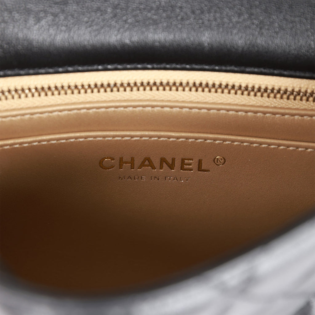 Chanel Black Pearl Crush Square Mini Flap Antique Gold Hardware – Madison  Avenue Couture