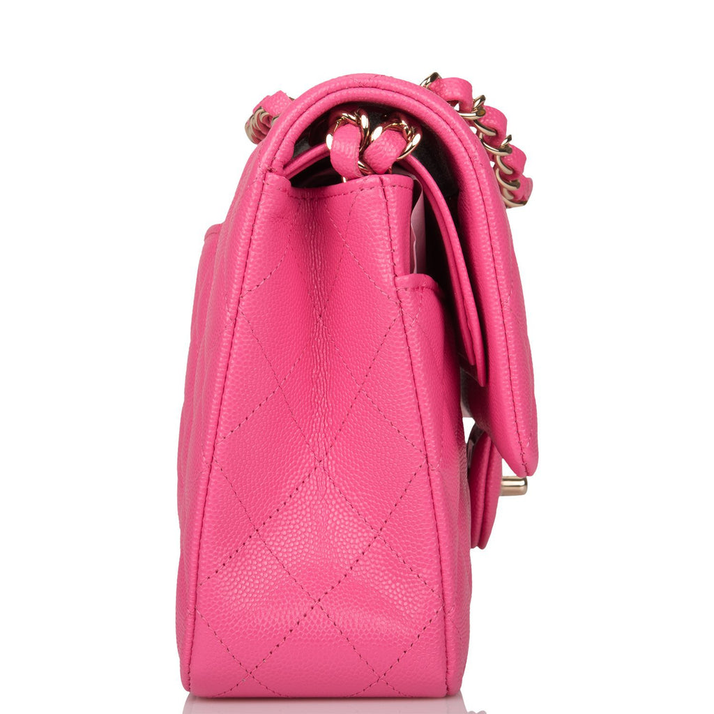 Chanel Fuschia Pink Quilted Velvet Medium Classic Double Flap Bag