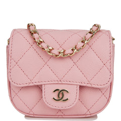 Chanel Mini Clutch With Chain Bag Pink Caviar Gold Hardware