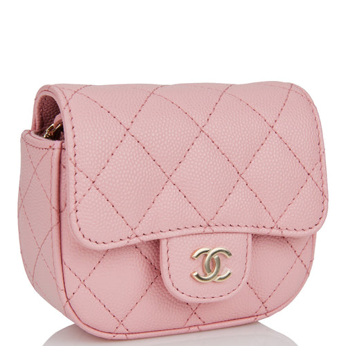 Chanel Mini Clutch With Chain Bag Pink Caviar Gold Hardware
