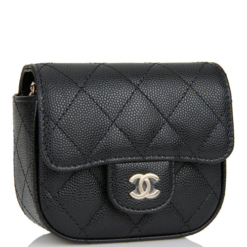 Chanel Mini Clutch With Chain Bag Black Caviar Gold Hardware