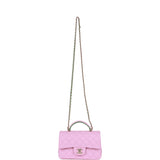 Chanel Mini Rectangular Flap with Top Handle Lilac and Green Lambskin Light Gold Hardware