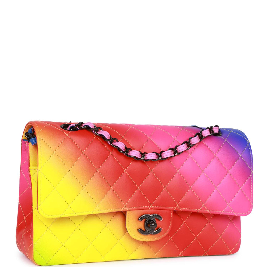 Chanel Medium Classic Double Flap Bag Rainbow Lambskin Black Hardware –  Madison Avenue Couture