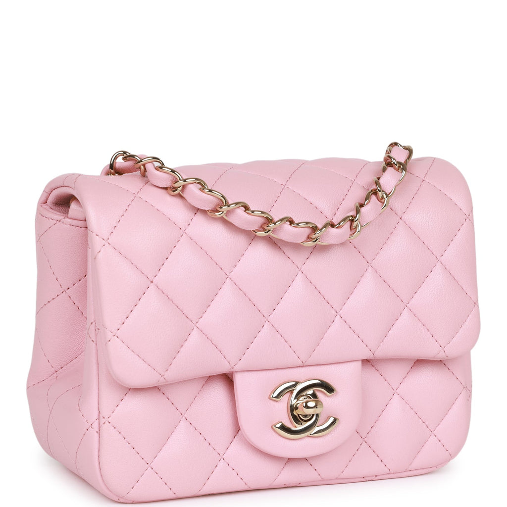 Chanel Mini Rectangular Flap Bag with Top Handle Light Pink Lambskin Light  Gold Hardware in 2023