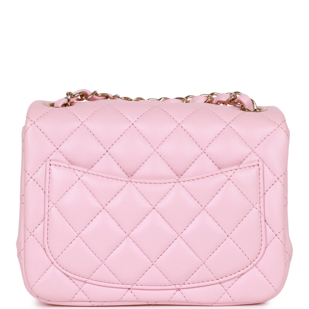 A NUDE QUILTED LAMBSKIN LEATHER MINI SQUARE FLAP BAG WITH LIGHT GOLD  HARDWARE, CHANEL, 2021