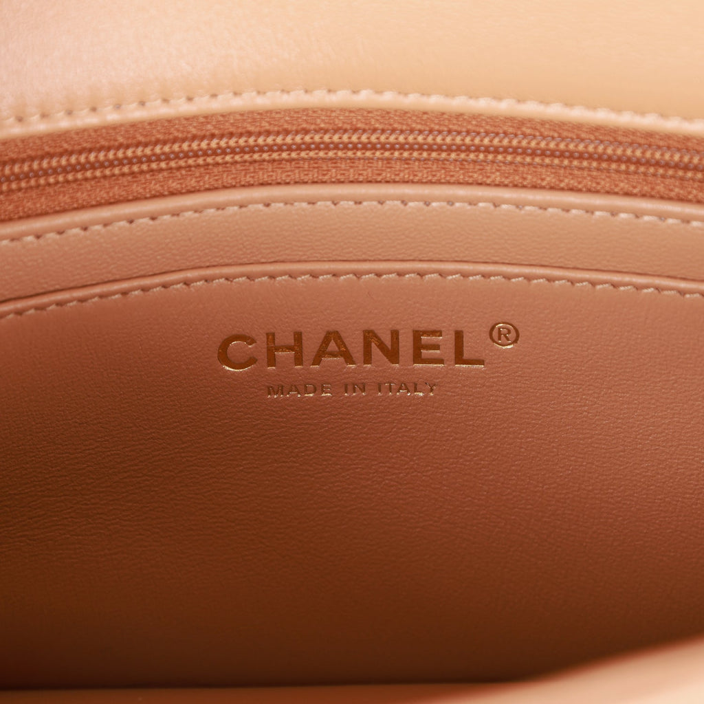 Chanel Mini Rectangular Flap with Top Handle Caramel Lambskin Light Go